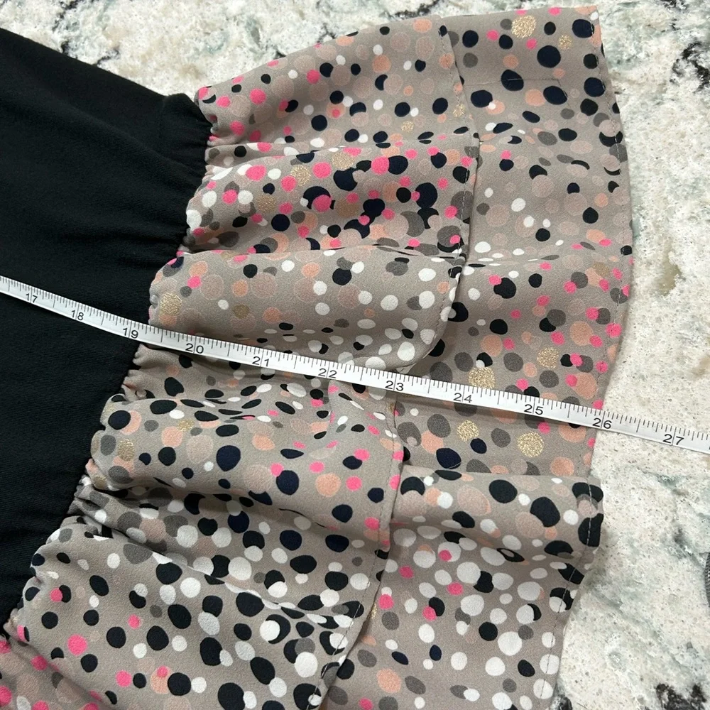 Kate Spade Womens Large Black Metallic Dot Peplum Hem Top